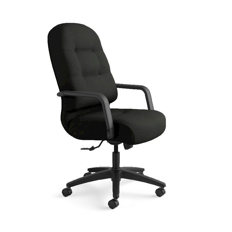 HON Pillow-Soft Executive High-Back Chair | Center-Tilt, Tension, Lock | Fixed Arms | Black Leather. Picture 2
