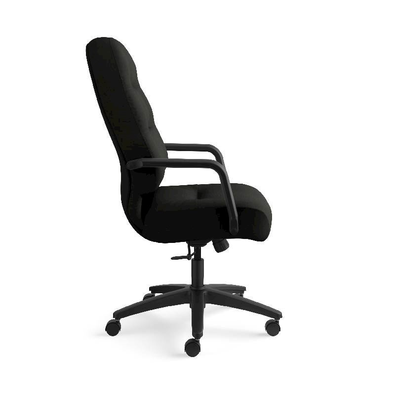 HON Pillow-Soft Executive High-Back Chair | Center-Tilt, Tension, Lock | Fixed Arms | Black Leather. Picture 5