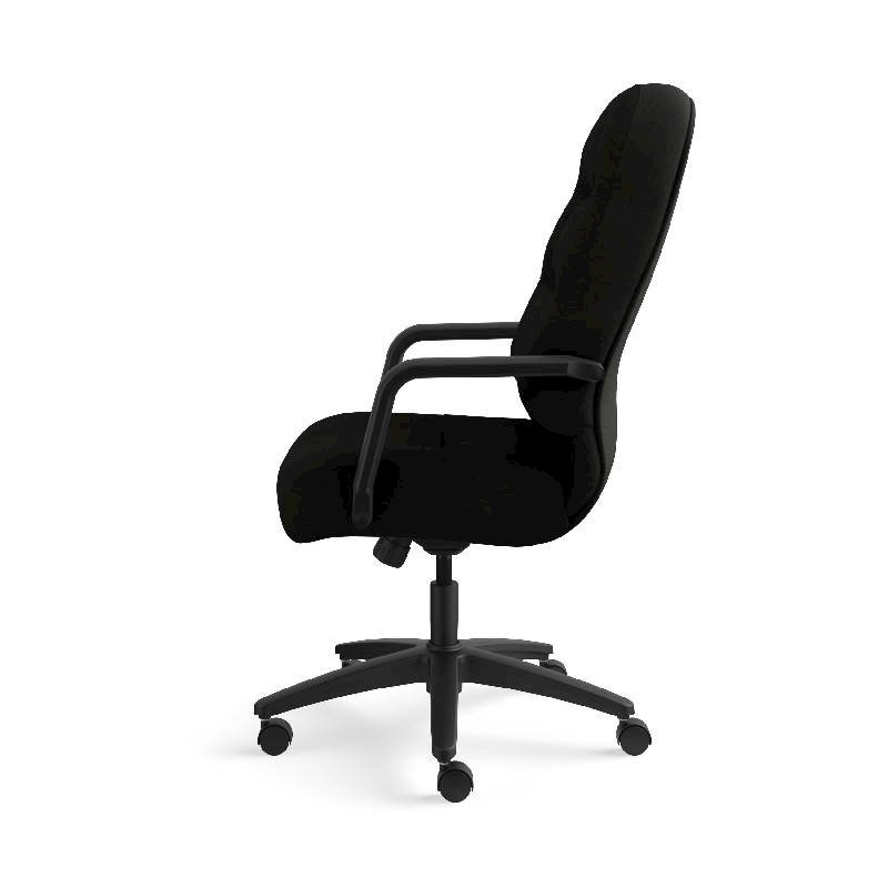 HON Pillow-Soft Executive High-Back Chair | Center-Tilt, Tension, Lock | Fixed Arms | Black Leather. Picture 11