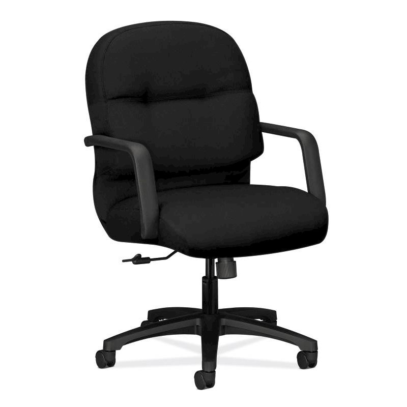 HON Pillow-Soft Mid-Back Task Chair | Center-Tilt, Tension, Lock | Fixed Arms | Black Fabric. Picture 1