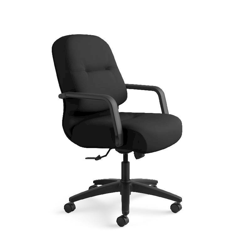 HON Pillow-Soft Mid-Back Task Chair | Center-Tilt, Tension, Lock | Fixed Arms | Black Fabric. Picture 2