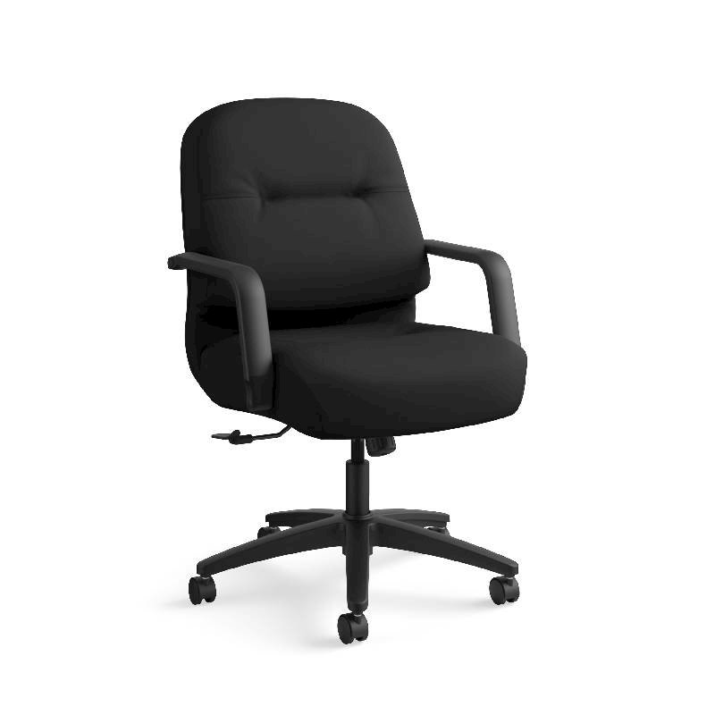 HON Pillow-Soft Mid-Back Task Chair | Center-Tilt, Tension, Lock | Fixed Arms | Black Fabric. Picture 5