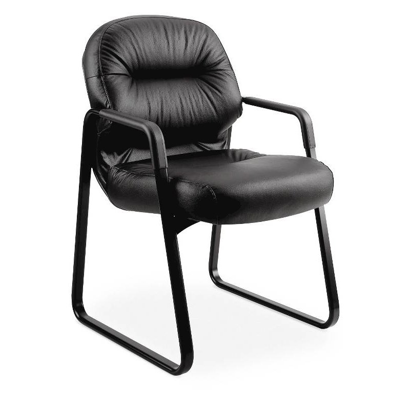 HON Pillow-Soft Guest Chair | Fixed Arms | Black Leather. Picture 1