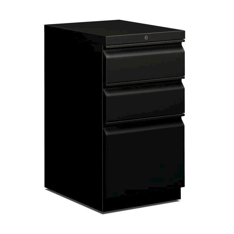 HON Brigade Mobile Pedestal | 2 Box / 1 File Drawers | Full Radius Pull | 15"W x 19-7/8"D x 28"H | Black Finish. Picture 1