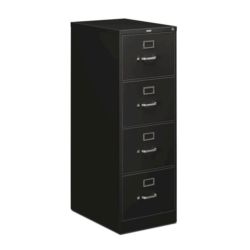HON 510 Series Vertical File | 4 Drawers | Legal Width | 18-1/4"W x 25"D x 52"H | Black Finish. Picture 1
