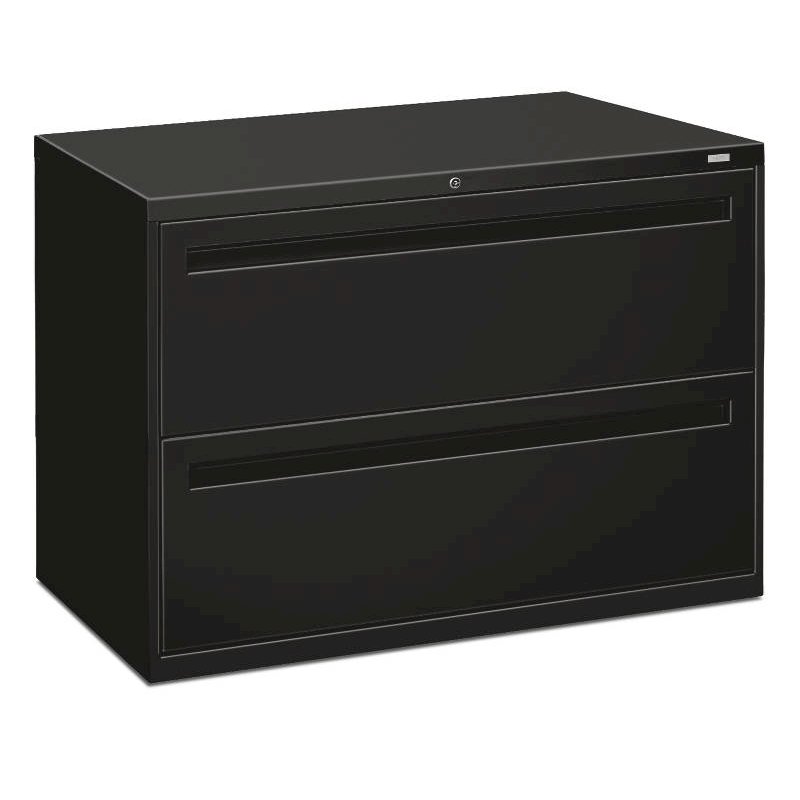 HON Brigade 700 Series Lateral File | 2 Drawers | Full Integral Pull | 42"W x 19-1/4"D x 28-3/8"H | Black Finish. Picture 1