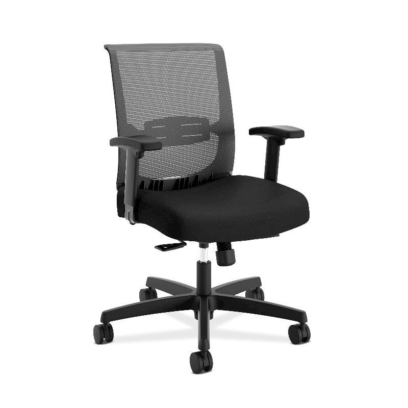 HON Convergence Task Chair | Synchro-Tilt With Seat Slide Control | Height- and Width-Adjustable Arms | Adjustable Lumbar Support | Black Seat Fabric. Picture 1