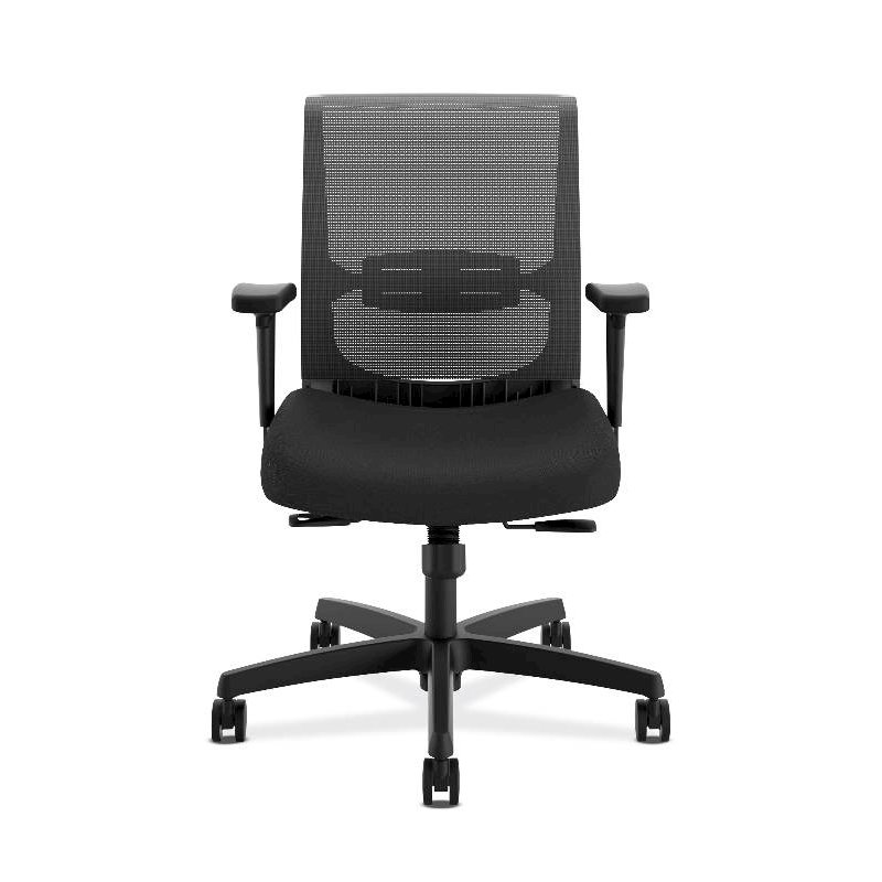 HON Convergence Task Chair | Synchro-Tilt With Seat Slide Control | Height- and Width-Adjustable Arms | Adjustable Lumbar Support | Black Seat Fabric. Picture 2
