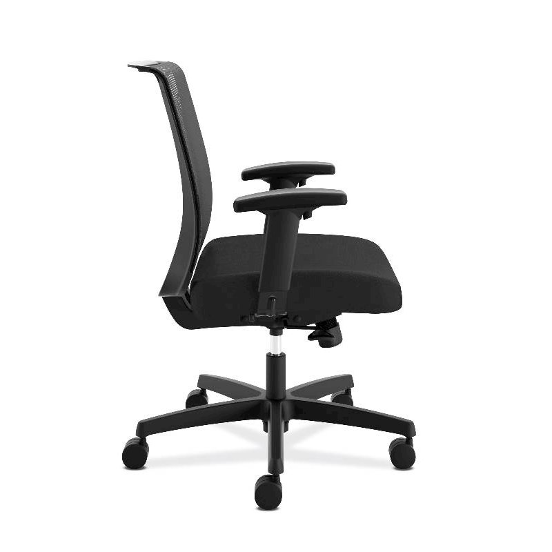 HON Convergence Task Chair | Synchro-Tilt With Seat Slide Control | Height- and Width-Adjustable Arms | Adjustable Lumbar Support | Black Seat Fabric. Picture 3