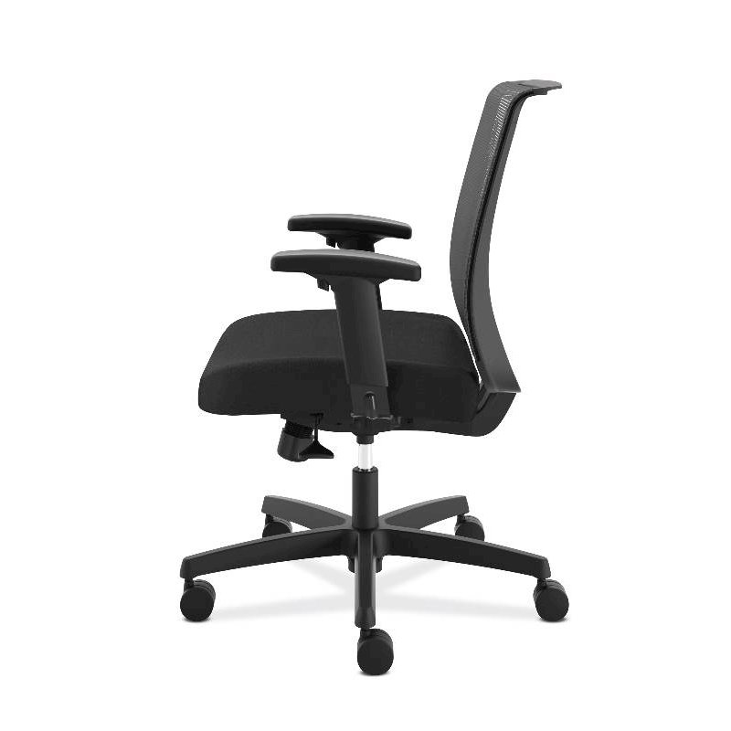 HON Convergence Task Chair | Synchro-Tilt With Seat Slide Control | Height- and Width-Adjustable Arms | Adjustable Lumbar Support | Black Seat Fabric. Picture 4