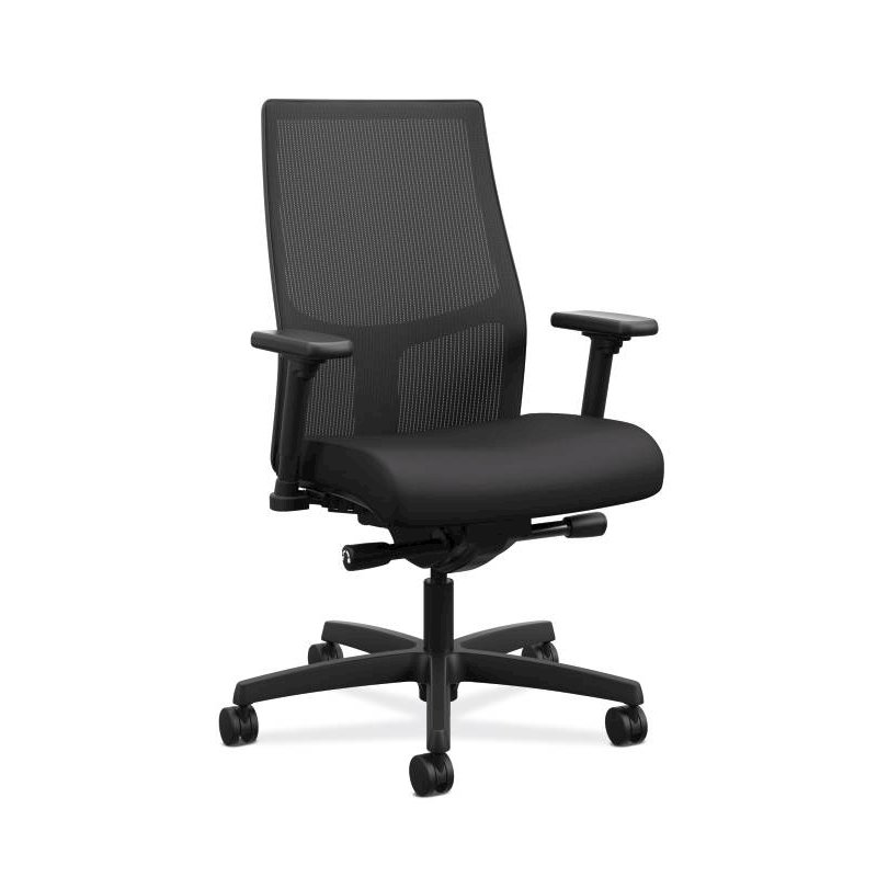 Ignition 2.0 Mid-Back Task Chair | Black ilira-Stretch Mesh Back | Black Fabric. Picture 1