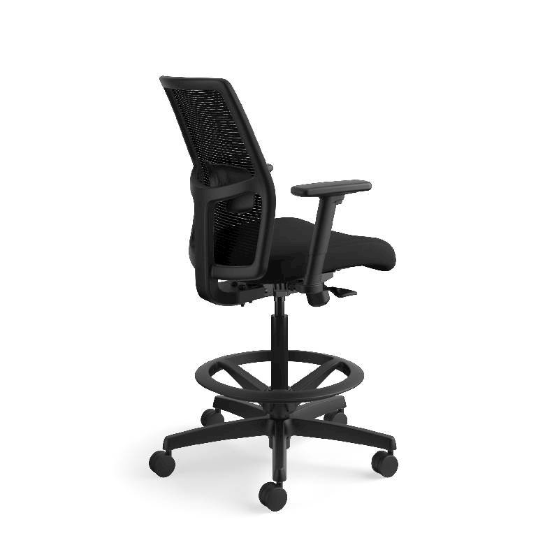 HON Ignition ilira-Stretch Mesh Back Task Stool | Limited Synchro-Tilt Control | Height- and Width-Adjustable Arms | Adjustable Lumbar Support | Hard Casters | Black ilira-Stretch Mesh Back | Black Se. Picture 7