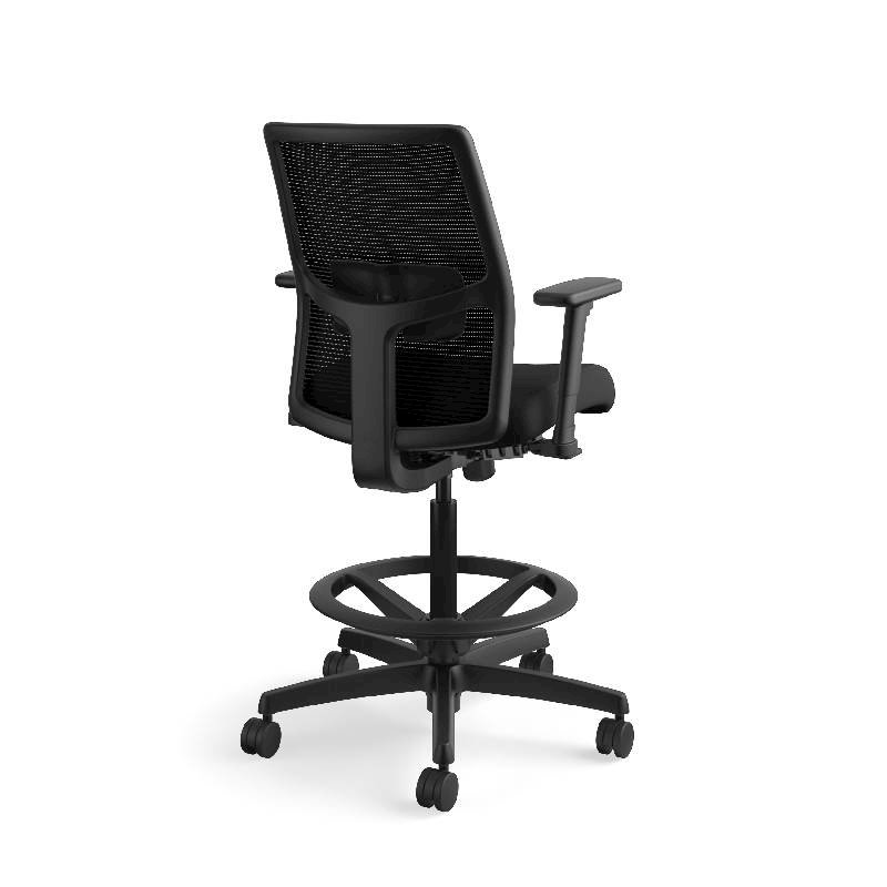 HON Ignition ilira-Stretch Mesh Back Task Stool | Limited Synchro-Tilt Control | Height- and Width-Adjustable Arms | Adjustable Lumbar Support | Hard Casters | Black ilira-Stretch Mesh Back | Black Se. Picture 8