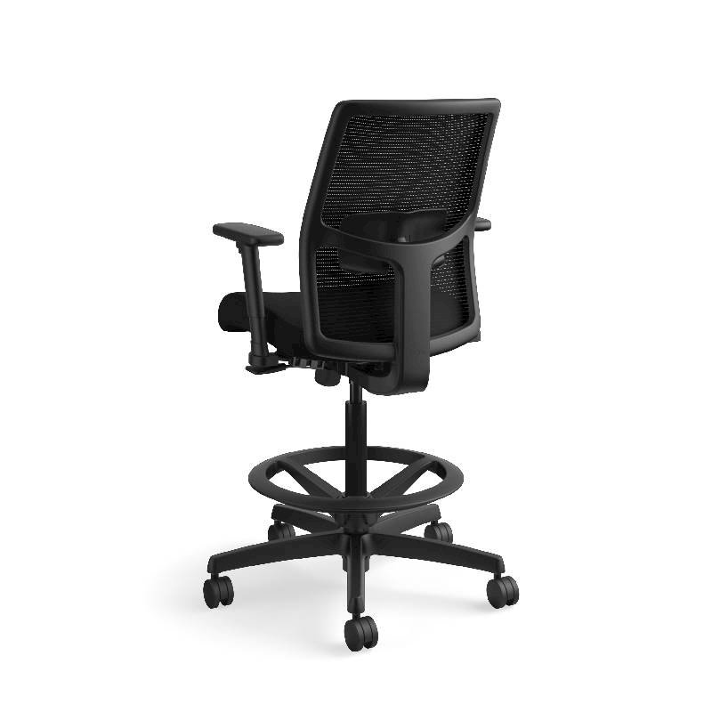 HON Ignition ilira-Stretch Mesh Back Task Stool | Limited Synchro-Tilt Control | Height- and Width-Adjustable Arms | Adjustable Lumbar Support | Hard Casters | Black ilira-Stretch Mesh Back | Black Se. Picture 10