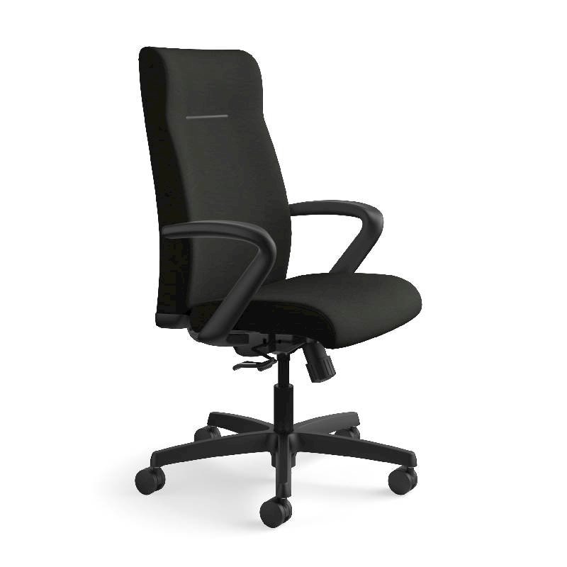 HON Ignition Executive High-Back Chair | Center-Tilt, Tension, Lock | Fixed Arms | Black Leather. Picture 2