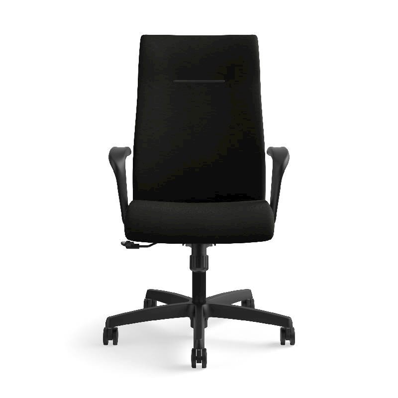 HON Ignition Executive High-Back Chair | Center-Tilt, Tension, Lock | Fixed Arms | Black Leather. Picture 4