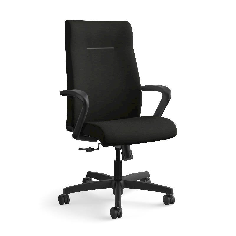 HON Ignition Executive High-Back Chair | Center-Tilt, Tension, Lock | Fixed Arms | Black Leather. Picture 5