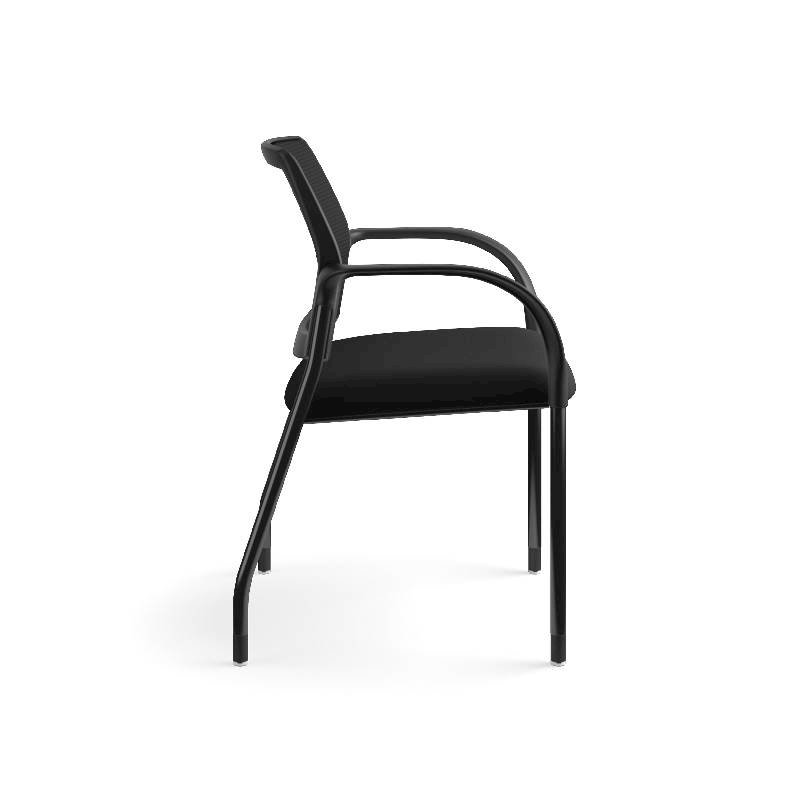HON Ignition Multi-Purpose Stacking Chair | 4-Leg | Fixed Arms | Glides | Black ilira-Stretch Mesh Back | Black Fabric | Black Frame. Picture 6