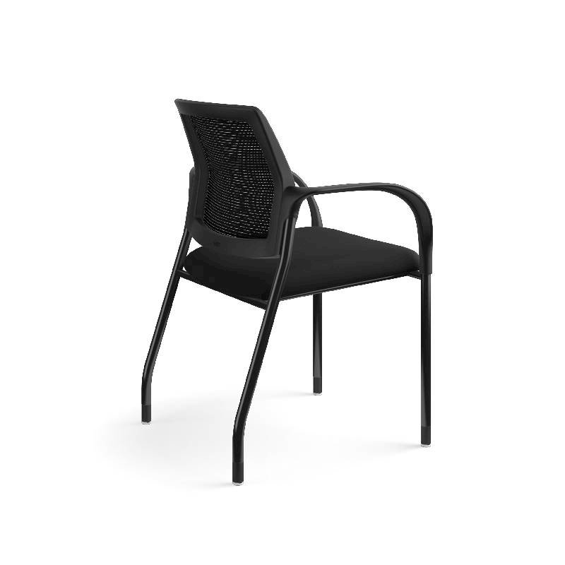 HON Ignition Multi-Purpose Stacking Chair | 4-Leg | Fixed Arms | Glides | Black ilira-Stretch Mesh Back | Black Fabric | Black Frame. Picture 7