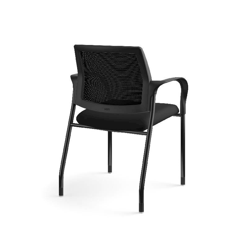 HON Ignition Multi-Purpose Stacking Chair | 4-Leg | Fixed Arms | Glides | Black ilira-Stretch Mesh Back | Black Fabric | Black Frame. Picture 8