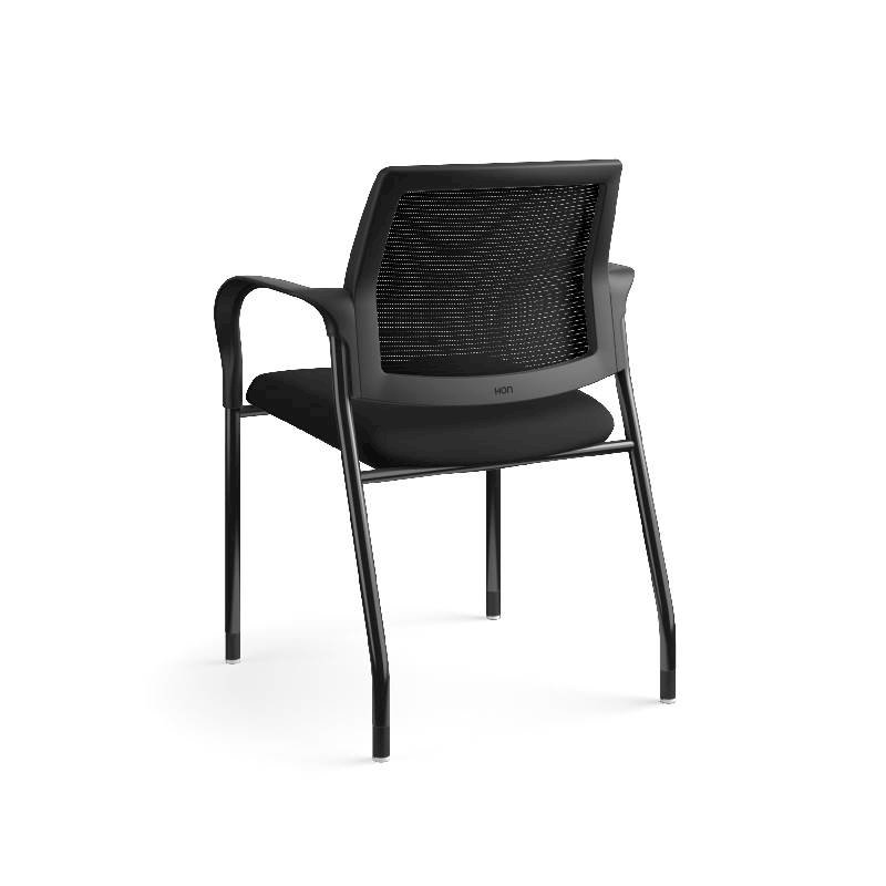 HON Ignition Multi-Purpose Stacking Chair | 4-Leg | Fixed Arms | Glides | Black ilira-Stretch Mesh Back | Black Fabric | Black Frame. Picture 10