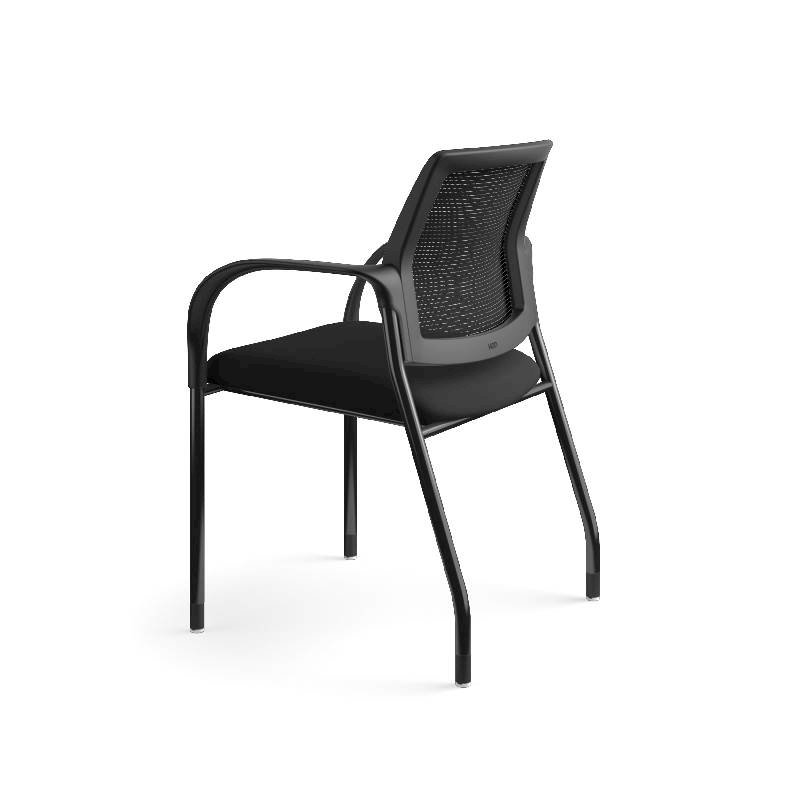 HON Ignition Multi-Purpose Stacking Chair | 4-Leg | Fixed Arms | Glides | Black ilira-Stretch Mesh Back | Black Fabric | Black Frame. Picture 11