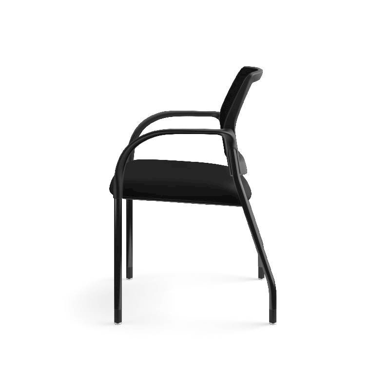 HON Ignition Multi-Purpose Stacking Chair | 4-Leg | Fixed Arms | Glides | Black ilira-Stretch Mesh Back | Black Fabric | Black Frame. Picture 12