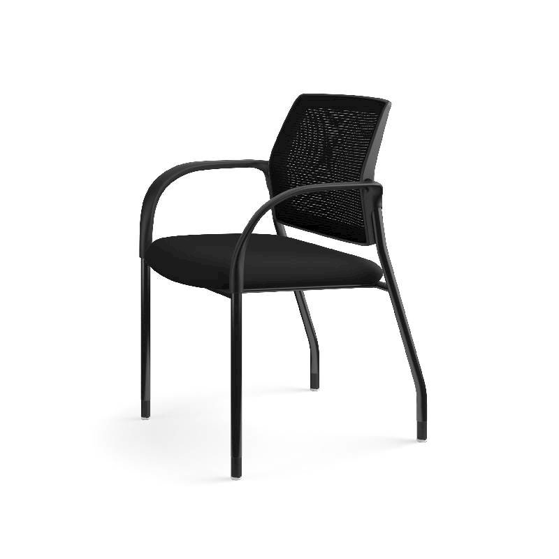 HON Ignition Multi-Purpose Stacking Chair | 4-Leg | Fixed Arms | Glides | Black ilira-Stretch Mesh Back | Black Fabric | Black Frame. Picture 13