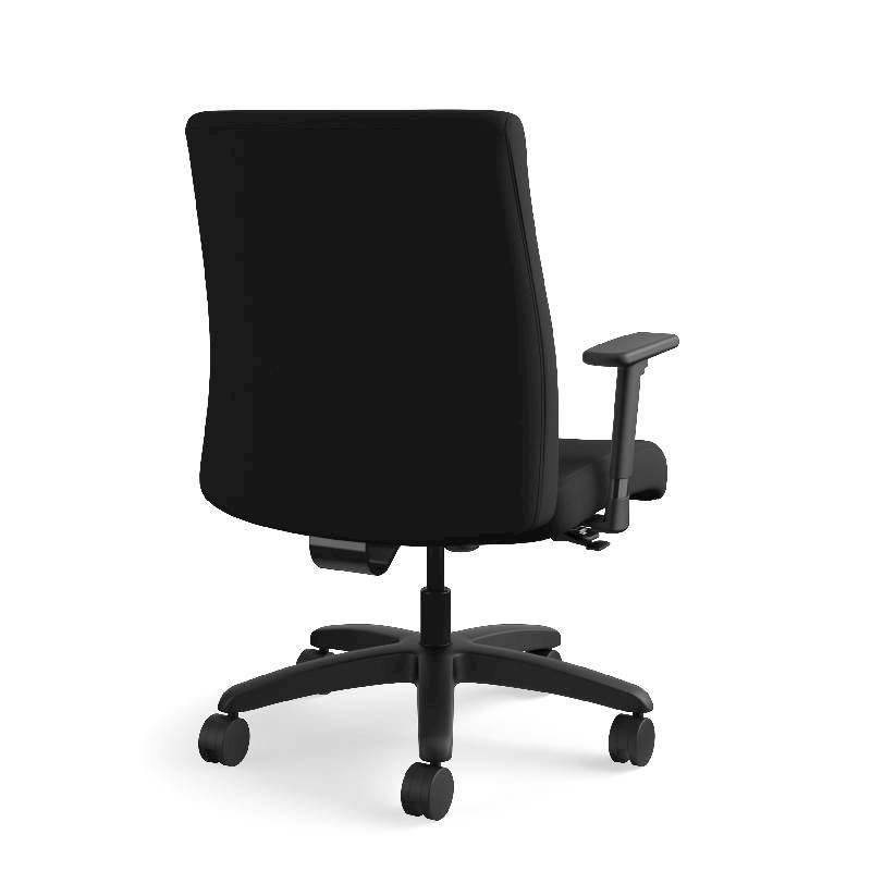 HON Ignition Big and Tall Chair | Height- and Width-Adjustable Arms | All Surface Casters | Upholstered Back | Black Seat Fabric | Standard Base | Black Frame. Picture 8