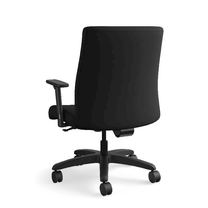 HON Ignition Big and Tall Chair | Height- and Width-Adjustable Arms | All Surface Casters | Upholstered Back | Black Seat Fabric | Standard Base | Black Frame. Picture 10