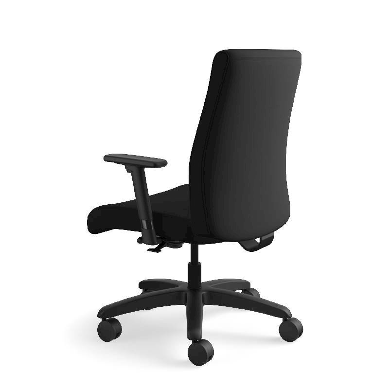 HON Ignition Big and Tall Chair | Height- and Width-Adjustable Arms | All Surface Casters | Upholstered Back | Black Seat Fabric | Standard Base | Black Frame. Picture 11