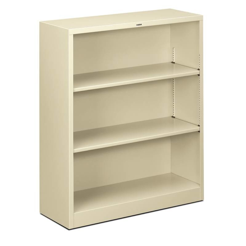 HON Brigade Steel Bookcase | 3 Shelves | 34-1/2"W x 12-5/8"D x 41"H | Putty Finish. Picture 1