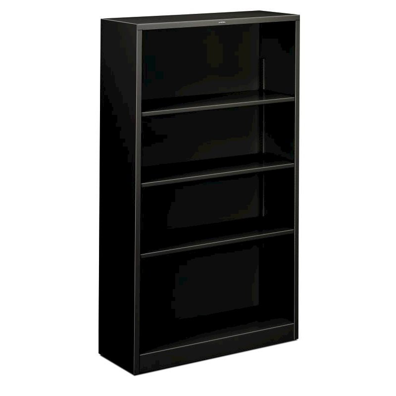 HON Brigade Steel Bookcase | 4 Shelves | 34-1/2"W x 12-5/8"D x 59"H | Black Finish. Picture 1