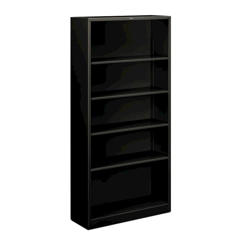 HON Brigade Steel Bookcase | 5 Shelves | 34-1/2"W x 12-5/8"D x 71"H | Black Finish. Picture 1