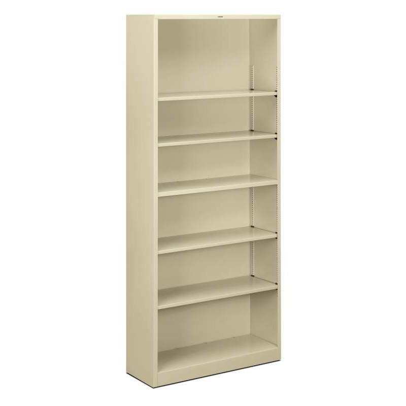 HON Brigade Steel Bookcase | 6 Shelves | 34-1/2"W x 12-5/8"D x 81-1/8"H | Putty Finish. The main picture.