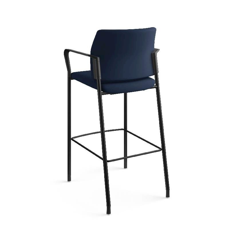 HON Accommodate Cafe Stool | Fixed Arms | Navy Fabric | Textured Black Frame. Picture 10