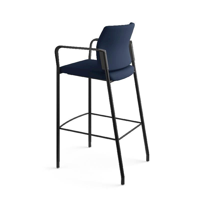HON Accommodate Cafe Stool | Fixed Arms | Navy Fabric | Textured Black Frame. Picture 11