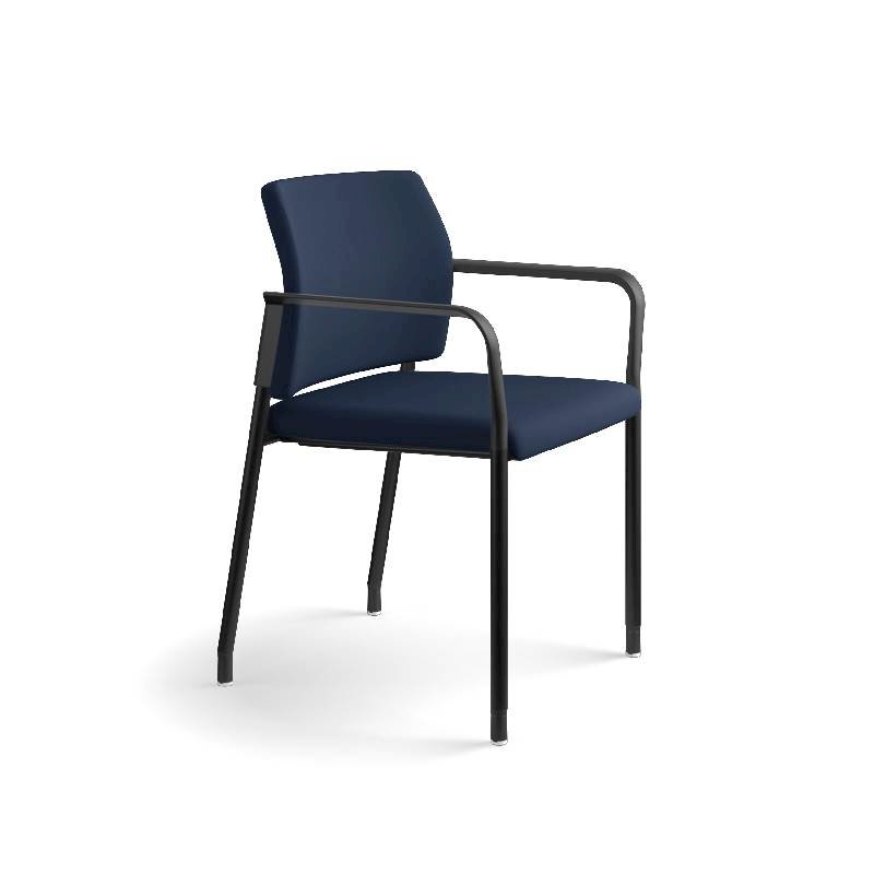 HON Accommodate Guest Chair | Fixed Arms | Casters and Glides | Navy Fabric | Textured Black Frame. Picture 2