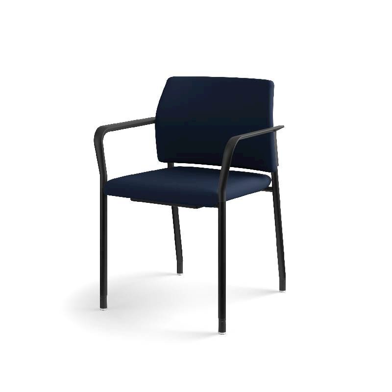 HON Accommodate Guest Chair | Fixed Arms | Casters and Glides | Navy Fabric | Textured Black Frame. Picture 3