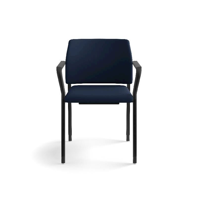 HON Accommodate Guest Chair | Fixed Arms | Casters and Glides | Navy Fabric | Textured Black Frame. Picture 4