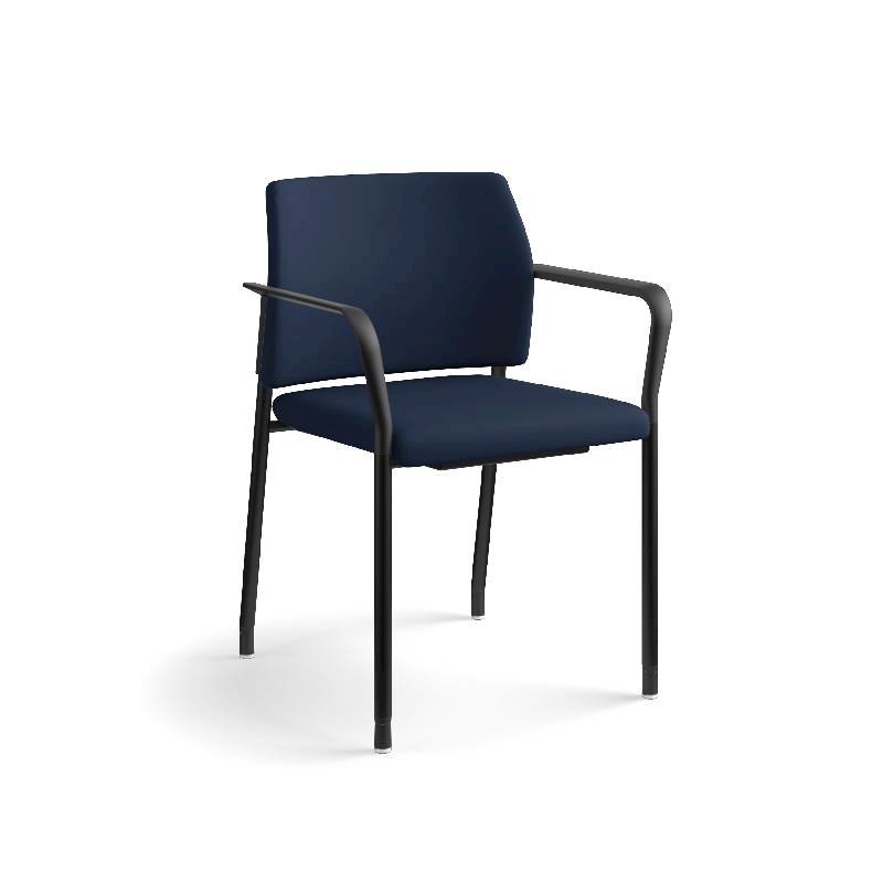 HON Accommodate Guest Chair | Fixed Arms | Casters and Glides | Navy Fabric | Textured Black Frame. Picture 5