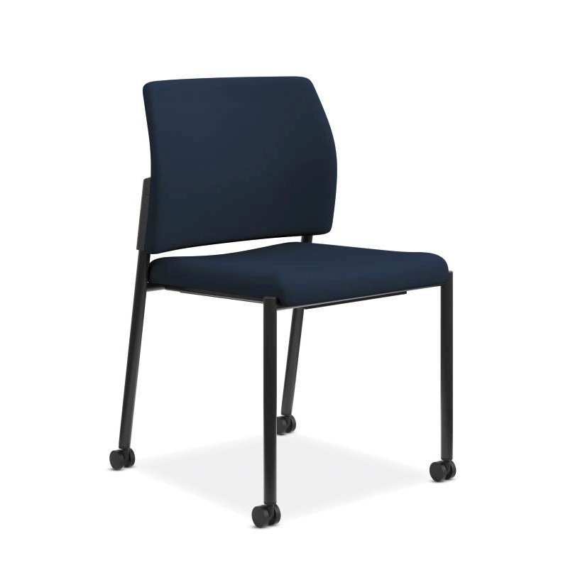 HON Accommodate Guest Chair | Armless | Casters and Glides | Navy Fabric | Textured Black Frame. The main picture.