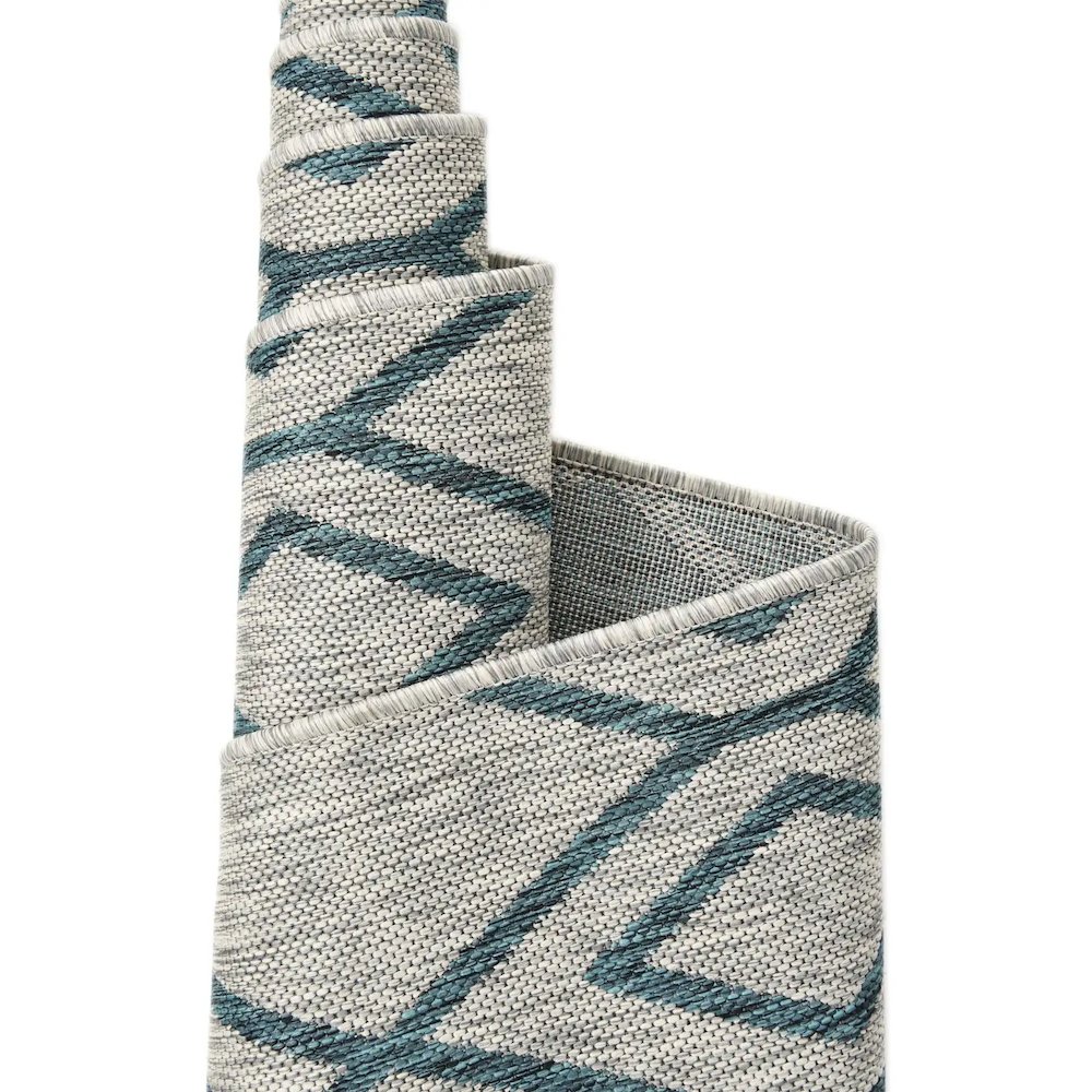 Jill Zarin Outdoor Turks and Caicos Area Rug 7' 10" x 10' 0", Oval Gray Teal. Picture 5