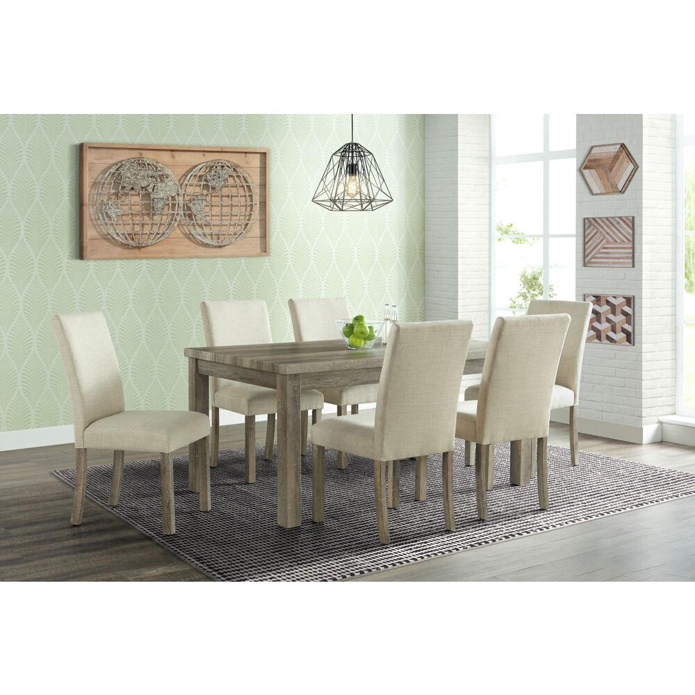 Wyeth Dining 7PC Dining Set: Table, 6 Fabric Side Chairs. Picture 1
