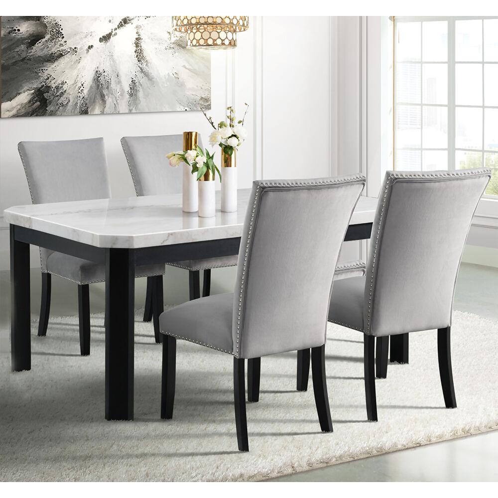 Solano Dining 5PC Dining Set: Table, 4 Fabric Side Chairs. Picture 1