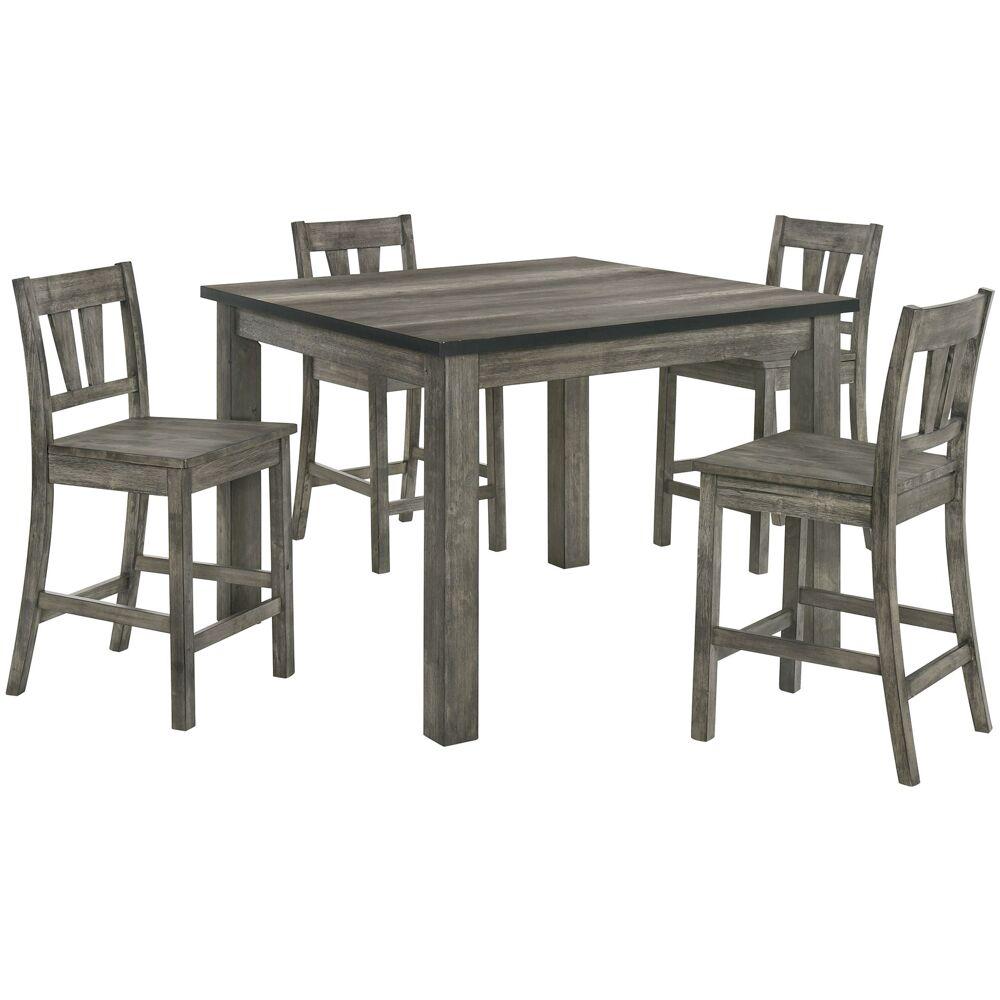 5PC Dining Set: Counter Height Table, 4 Wood Seat Chairs. Picture 1