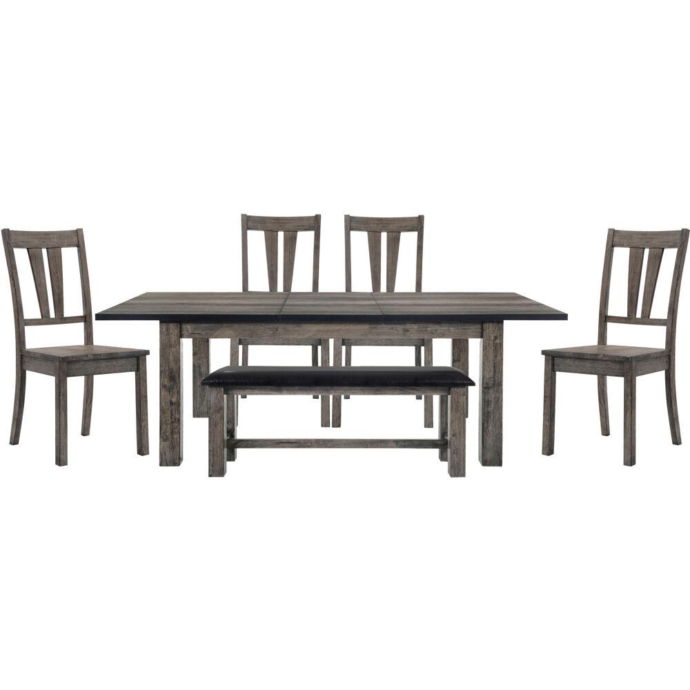 Drexel Dining 6PC Set - 78x42x30H Table, 4 Wood Side Chairs, Bench. Picture 1