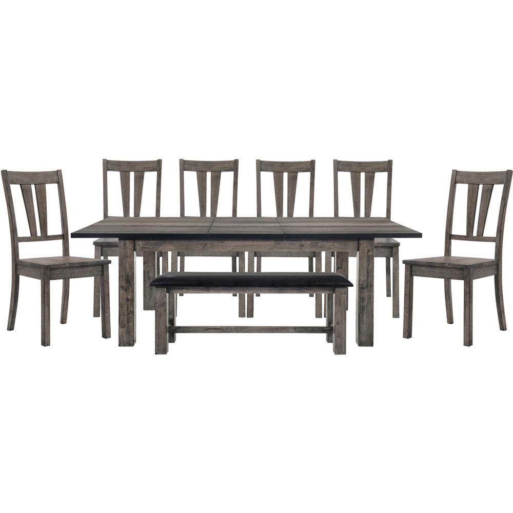 Drexel Dining 8PC Set - 78x42x30H Table, 6 Wood Side Chairs, Bench. Picture 1