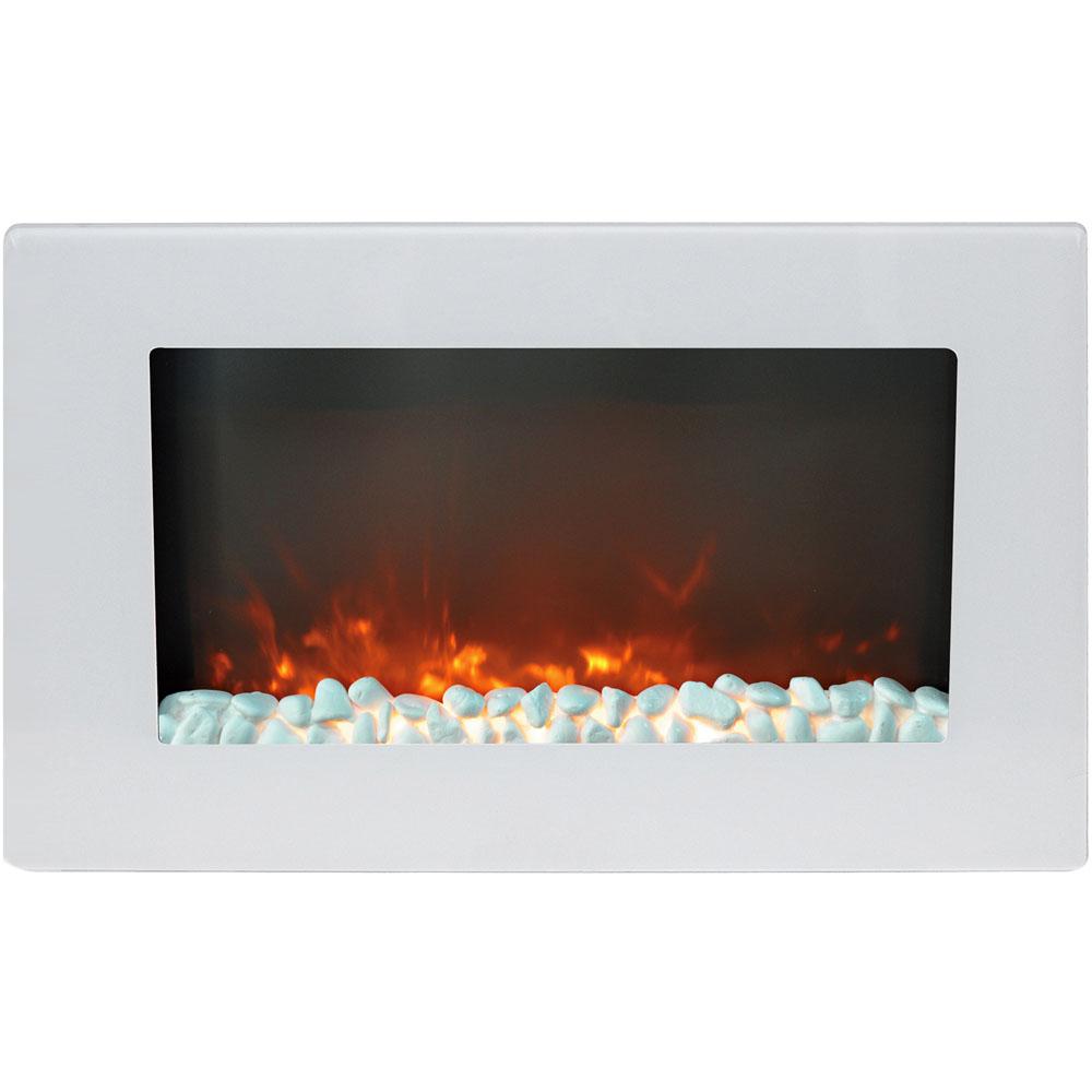 Callisto 30 In. Wall-Mount Electric Fireplace in White with Crystal Rock Display. Picture 1