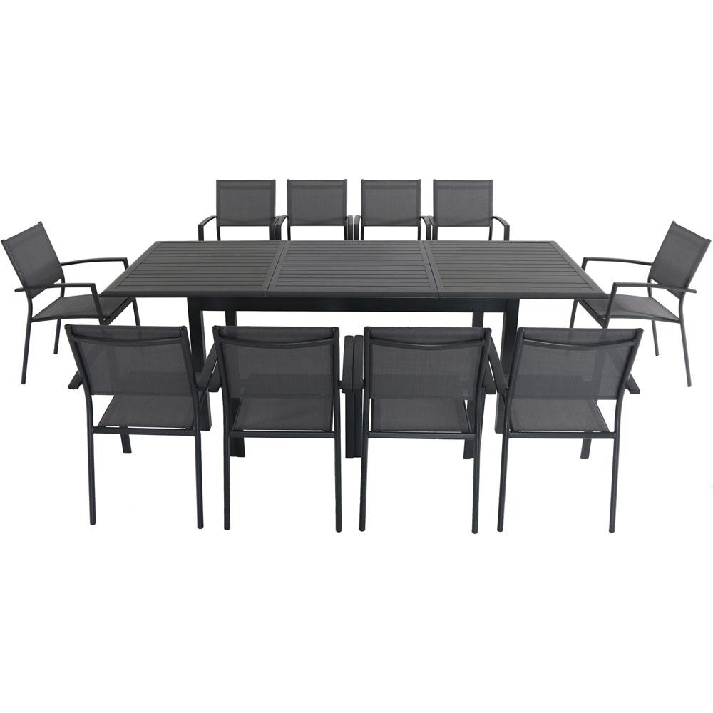 Cameron11pc: 10 Aluminum Sling Chairs, 63-94" Aluminum Extension Table. The main picture.